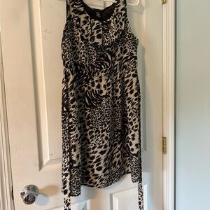 Apostrophe Black and tan Patterned Mini Dress with tie